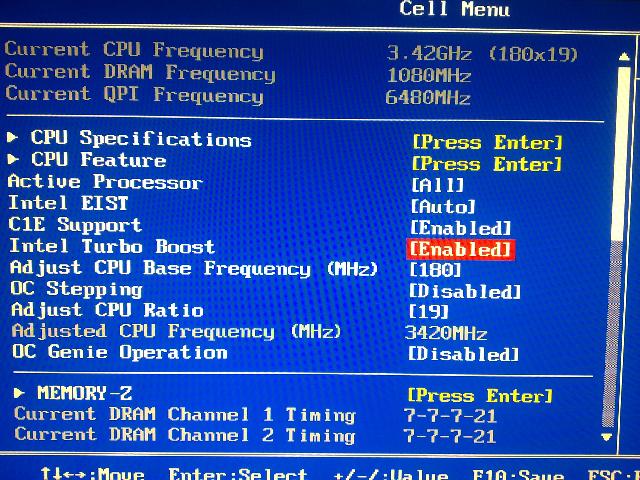 Bios inställning i5