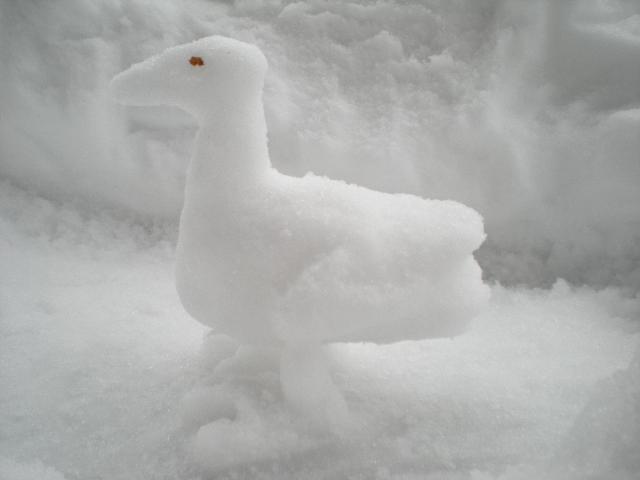 Duck snow sculpture